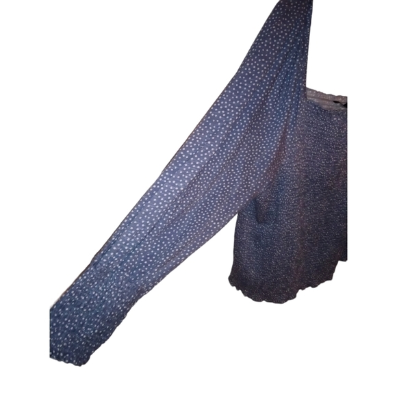 Black Tape Smocked Blouson Sky Blue Dot Cottage Core Poet Sleeved Plus Top 2X - Picture 3 of 9